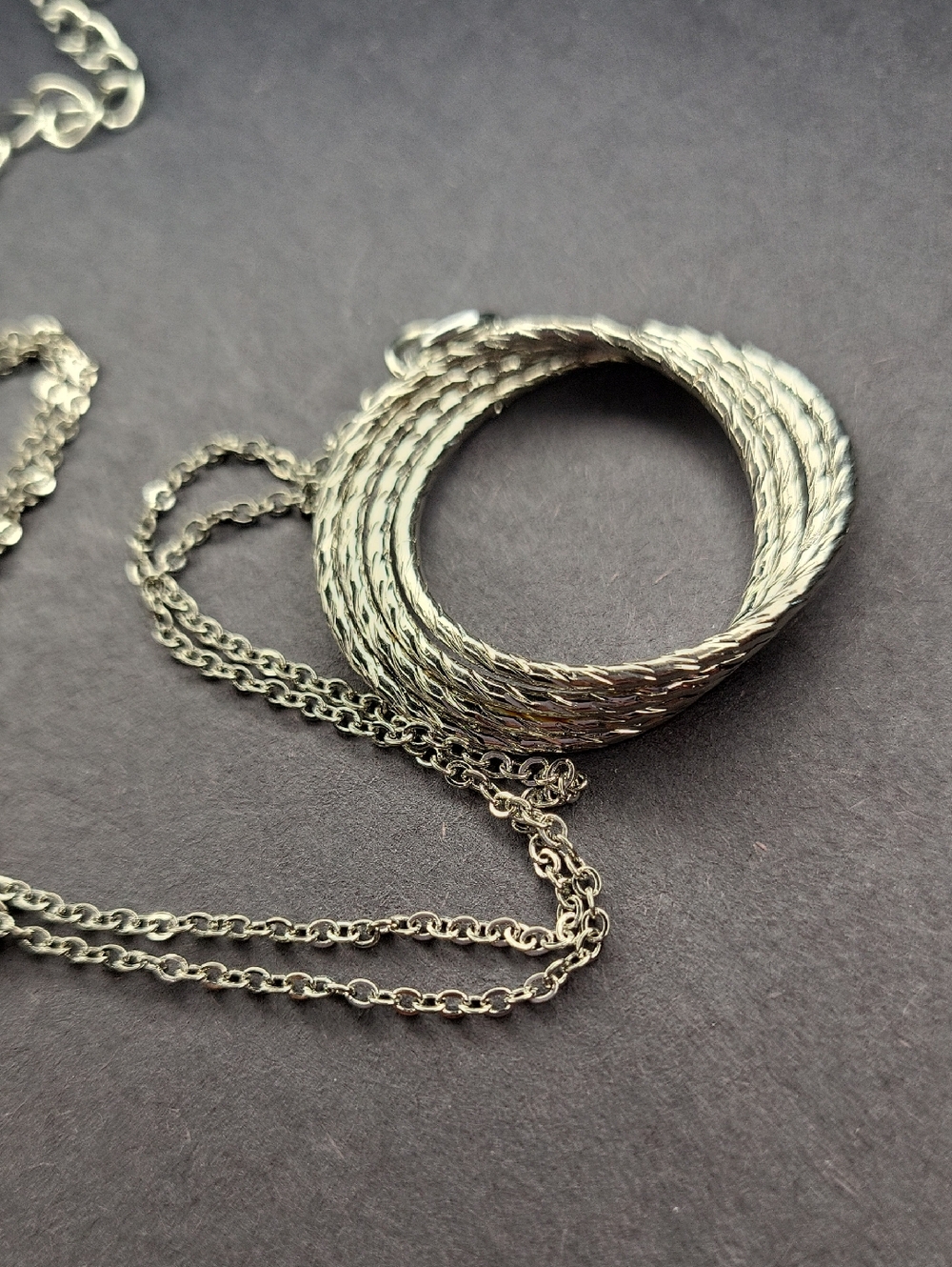 Silver-Tone Twisted Circle Pendant Necklace